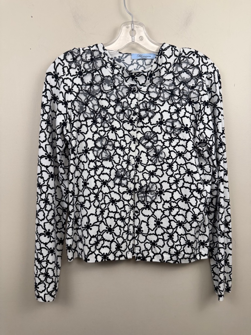 Blumarine Black and White Floral Knit Cardigan - set Women Tops small